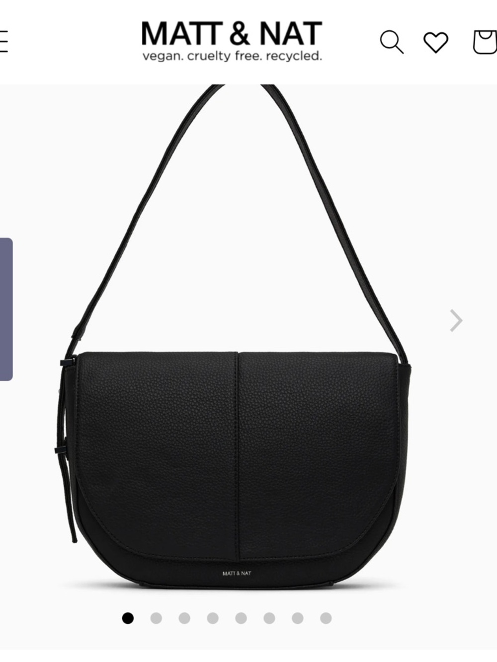 NWT Matt & Nat Black Vegan Shoulder Bag with Flap